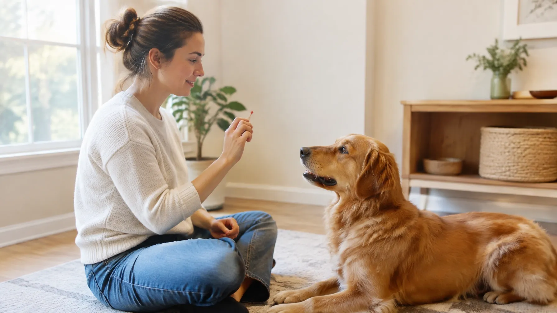 A seated handler practising calmly with a relaxed dog in warm natural light — article cover for dog training guidance in Nova Scotia and British Columbia